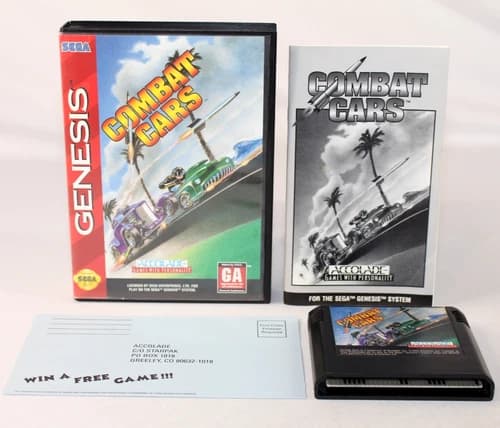Combat Cars Sega Genesis Complete CIB Great Condition w/ RARE REG CARD! NICE!