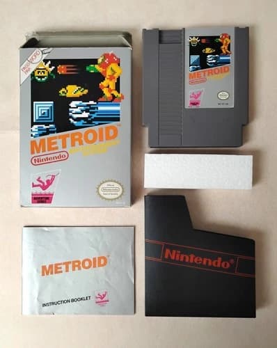 1987 NES Nintendo, METROID, NES-MT-USA Oval SOQ, CIB tested working