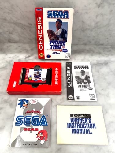CIB Prime Time NFL Starring Deion Sanders (Sega Genesis, 1995) Complete *TESTED*