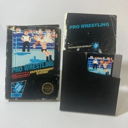Pro Wrestling NES NINTENDO Box, Manual Sleeve Game Cartridge ￼