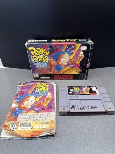 Porky Pig's Haunted Holiday Super Nintendo SNES Complete CIB Tested Authentic