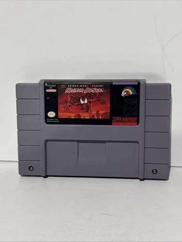 Spiderman Venom Maximum Carnage Super Nintendo SNES Game Cartridge Tested