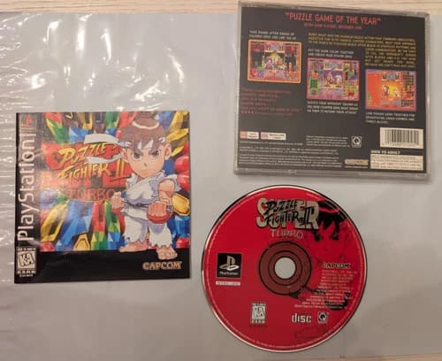 Super Puzzle Fighter 2 Turbo (Sony PlayStation 1, PS1) CIB with Reg. Card
