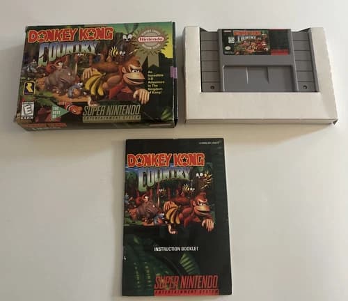 Donkey Kong Country SNES (Super Nintendo, 1994) Box/ Manual/ Cart!