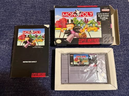 Monopoly Super Nintendo SNES CIB Complete in Box Manual Parker Brothers 4097