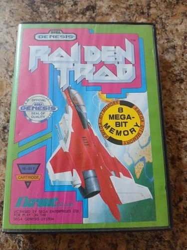 Raiden Trad (Sega Genesis, 1991) Complete in Box Authentic Manual Case