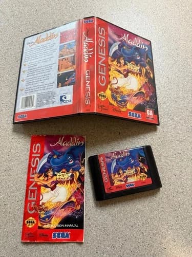 Disney's Aladdin (Sega Genesis, 1993) Complete with Box and Manual