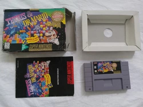 Tetris Dr Mario Super Nintendo SNES complete CIB