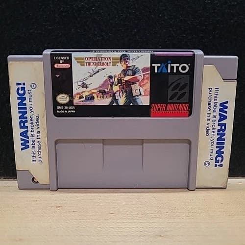 Operation Thunderbolt SNES Blockbuster Rental Authentic Cleaned Tested & Works