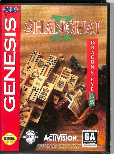 Shanghai II: Dragon's Eye (1993) Sega Genesis Cartridge Complete in Box