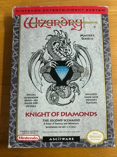 Wizardry Knight of Diamonds Master Series II (NES 1992) Complete in Box