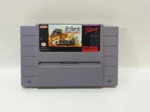 Radical Psycho Machine Racing (Super Nintendo, SNES 1992) Cartridge tested.