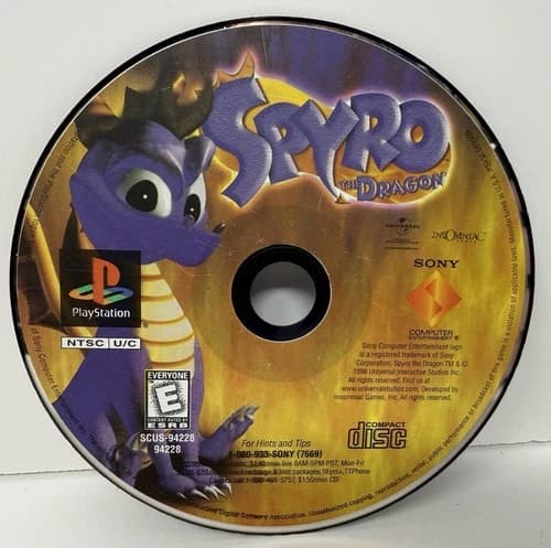 ps1 game Spyro the Dragon PlayStation Disc Only Tested
