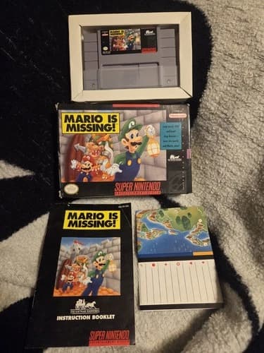 Mario Is Missing SNES Game With Manual And Map Complete In Box
