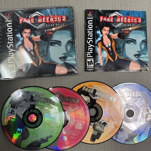 Fear Effect 2 Retro Helix PS1 (Sony PlayStation 1 COMPLETE tested eidos 4 discs
