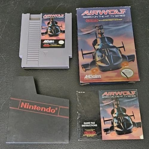 Nintendo NES AirWolf Complete CIB Tested- Authentic