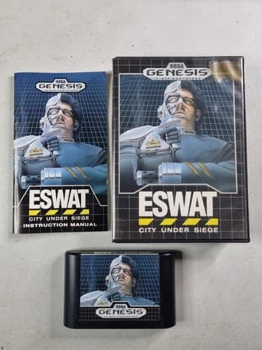 ESWAT: City Under Siege Video Game Sega Genesis, 1990 CIB COMPLETE Tested