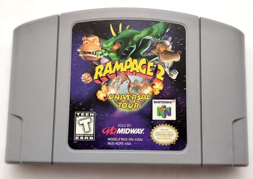 Rampage 2: Universal Tour (Nintendo 64 N64, 1999) *Cart Only* Authentic Tested!