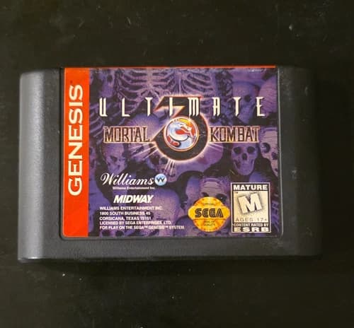 Ultimate Mortal Kombat 3 Sega Genesis Williams Midway M Rated Cartridge