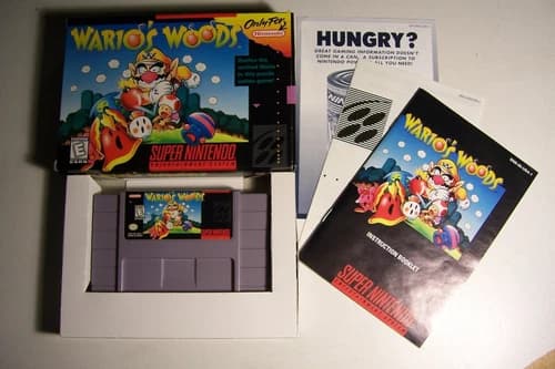 SNES Super Nintendo: WARIO'S WOODS (Authentic, 1994) CIB Complete in Box EUC