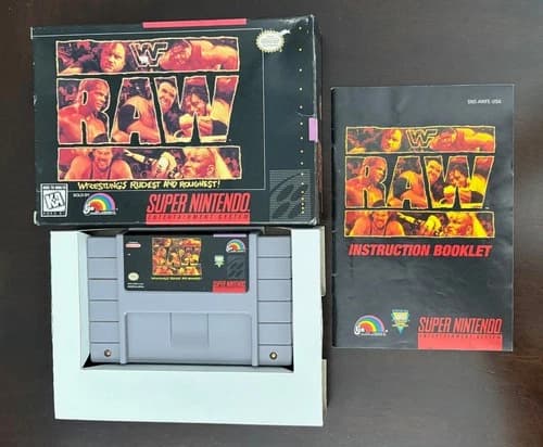WWF Raw (Super Nintendo Entertainment System SNES 1994) CIB w/ Manual - Tested