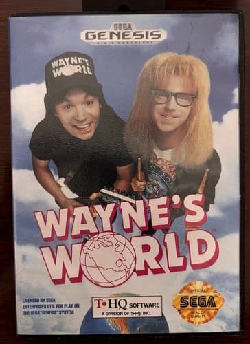 Wayne's World (Sega Genesis, 1993) Complete! Tested! Box and Manual!