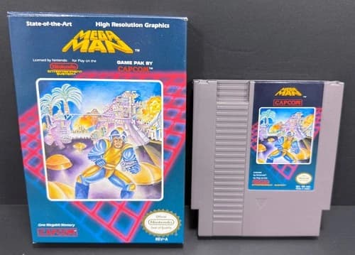 1987 Mega Man Nintendo NES Video Game Cartridge in Box w/ Booklet ~ Capcom