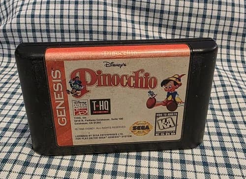 Disney Pinocchio Sega Genesis 1996 Authentic Game Cartridge Only