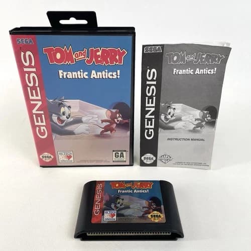🔥Tom and Jerry Frantic Antics (Sega Genesis 1993) Complete in Box CIB TESTED!🔥