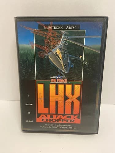 LHX Attack Chopper Sega Genesis Game Working Box Manual Cover Art