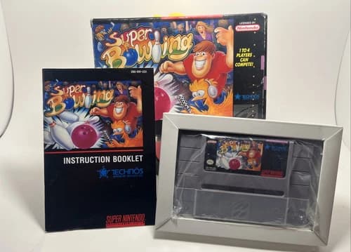 Nintendo SUPER BOWLING::SNES Game Cartridge::Tested:CIB