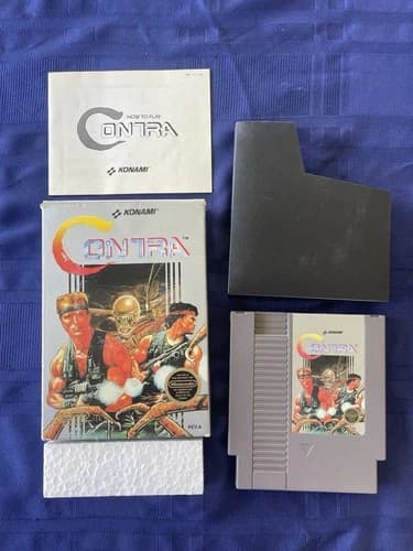 Contra (Nintendo NES, 1988) COMPLETE CIB - Tested & Working