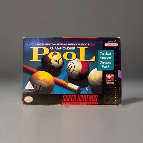 Championship Pool Super Nintendo SNES 1993 TESTED Complete in Box