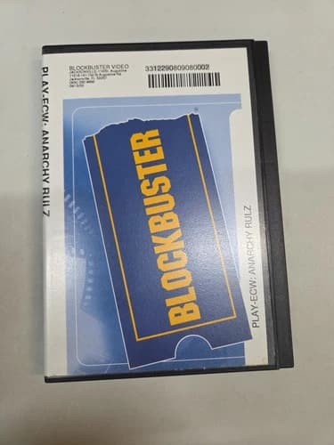 BLOCKBUSTER ECW Anarchy Rulz (Sony PlayStation 1, 2000) PS1 Disc rental Sticker