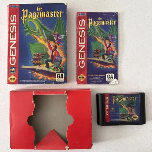The Pagemaster (Sega Genesis, 1994) Authentic Game Cartridge, CIB Complete