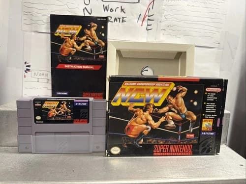 NCW Natsume Championship Wrestling SNES Super Nintendo Cartridge Manual 1994 CIB