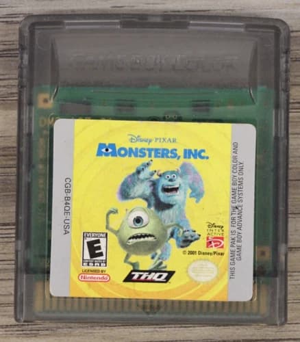 Monsters, Inc. Gameboy Color Cartridge Cart Disney Pixar 2001