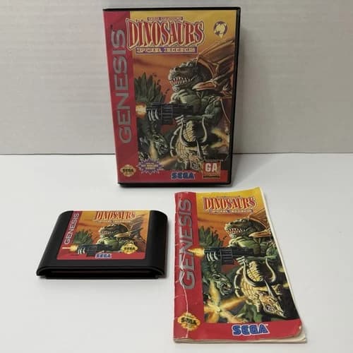Dinosaurs For Hire (Sega Genesis, 1993) Authentic Game Cartridge, CIB Complete