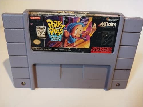 Porky Pig's Haunted Holiday Super Nintendo Game Cartridge Tested SNES