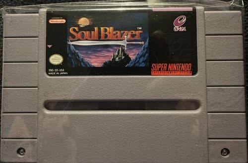 Original Soul Blazer Enix SNES Game Cartridge Only - Tested WORKS