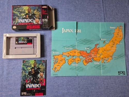 ININDO WAY OF THE NINJA (SNES Super Nintendo) Complete w/ Manual and MAP