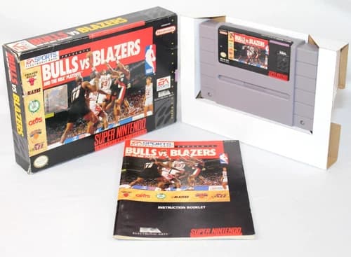 Bulls vs. Blazers and the NBA Playoffs SNES Complete CIB Good Condition! Nice!