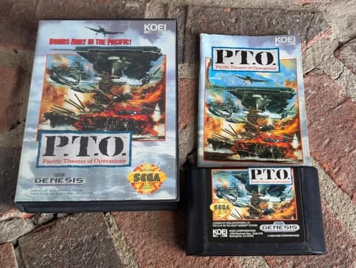P.T.O. Pacific Theater of Operations Sega Genesis CIB Complete Tested & Working