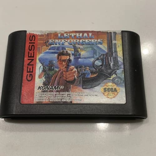 Lethal Enforcers (Sega Genesis, 1993) Authentic Pine Cleaned TESTED FAST SHIPPED