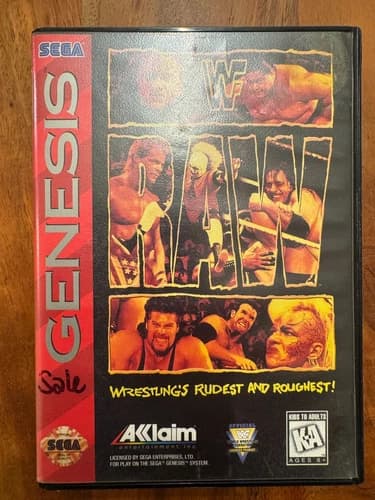WWF Raw Sega Genesis Complete CIB Tested Authentic In Box