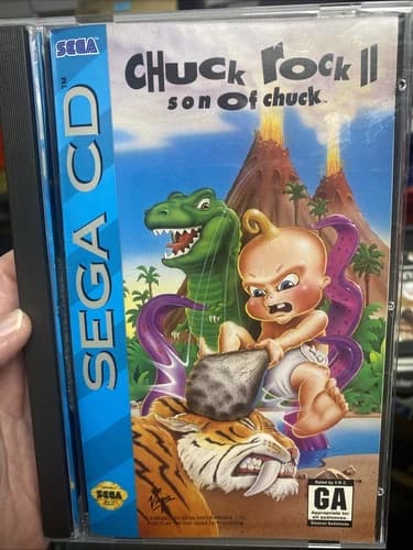 JW SegaCD Chuck Rock II Son of Chuck 1993 w Registration Card Mint