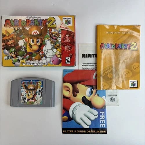 Nice! Mario Party 2 - Nintendo 64 N64 Complete In Box W/ Protector Tested Cib