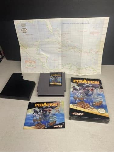 PIRATES! (NINTENDO NES, 1991) CIB Complete W/ Map