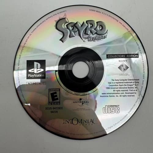 Spyro the Dragon Collectors’ Edition (PlayStation 1, PS1, 1998) Disc Only