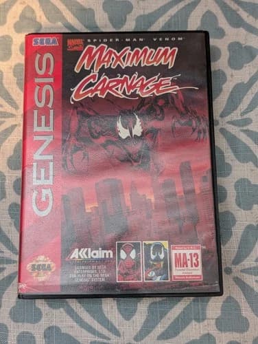 Spider-Man and Venom: Maximum Carnage (Sega Genesis, 1994) Complete w/ Manual